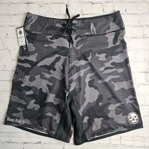 NEW‎ Burnside Board Shorts Mens Size 30 Black Camoflage Performance Swim